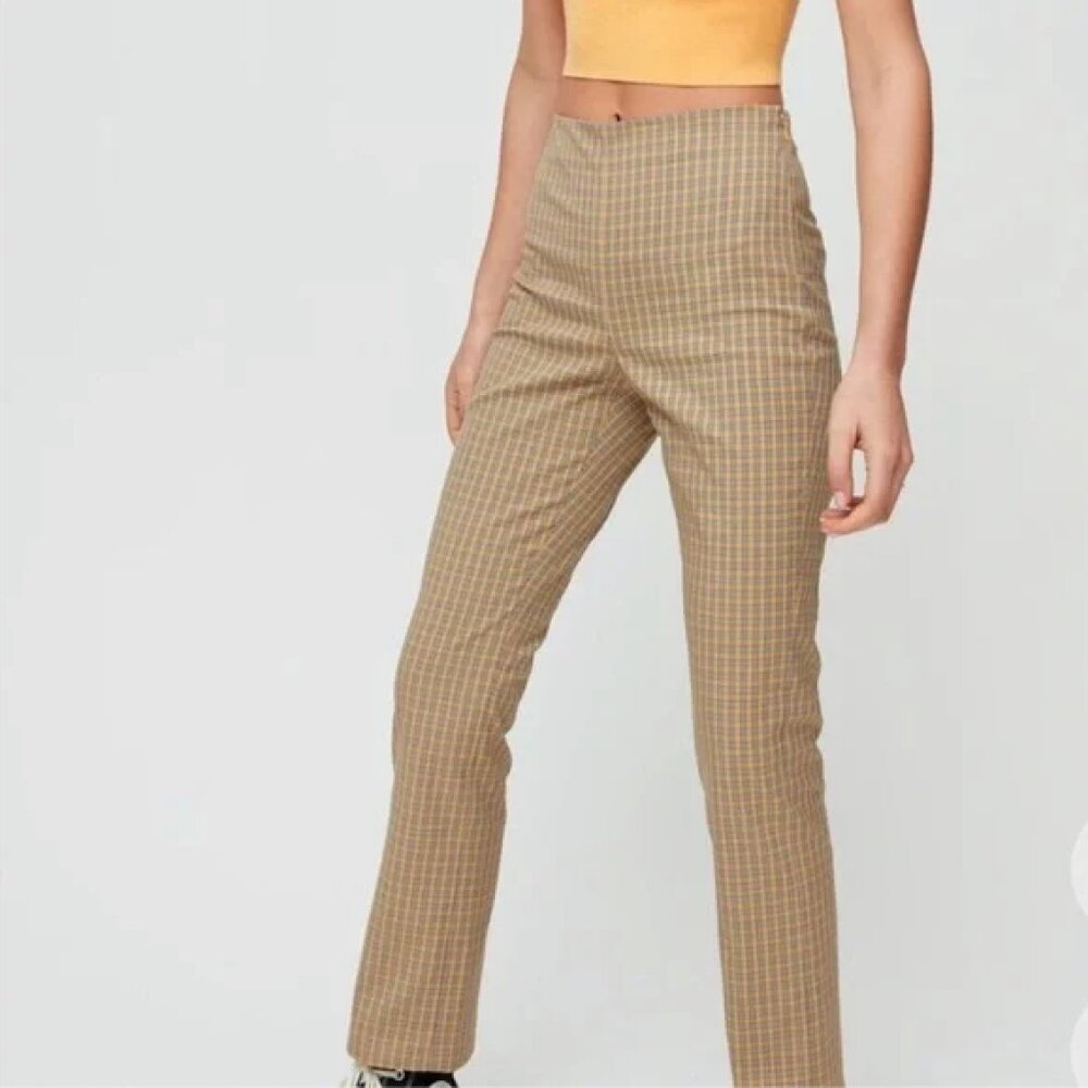 Aritzia Sunday Best Matchstick Pants in Yellow Plaid